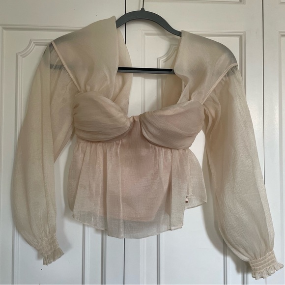 NWOT House of Harlow 1960 x Revolve Burna Blouse in Cream - Picture 2 of 4